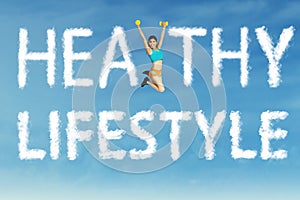 Healthy lifestyle word with a woman