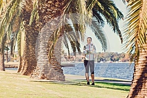 Healthy lifestyle young sporty woman having break