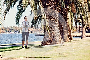 Healthy lifestyle young sporty woman having break