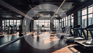 Healthy lifestyles inside gym with modern equipment generated by AI