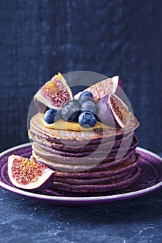 Healthy lilac pancakes