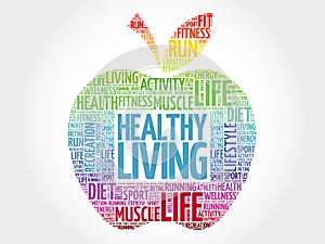 Healthy Living apple word cloud