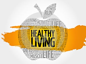 Healthy Living apple word cloud