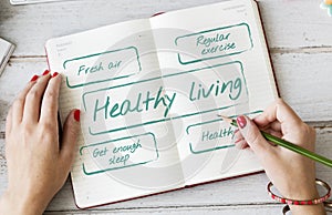 Healthy Living Excersice Diet Nutrition Graphic Concept