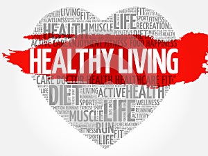 Healthy Living heart word cloud