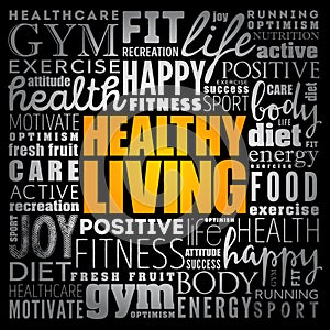 Healthy Living word cloud collage