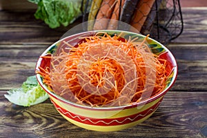Healthy low calories food, ingredient for salads fresh grated ca
