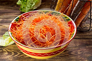 Healthy low calories food, ingredient for salads fresh grated ca