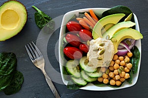 Healthy lunch bowl with super-foods and fresh vegetables