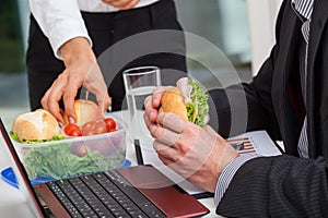 Healthy lunch at the desk