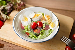 Healthy lunch with eggs salad at home