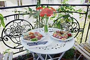 Healthy lunch served for two