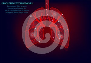 Healthy lungs 3d medicine model low poly.Progressive technologies.Human lungs have veins and various nerves. Treatment of lung