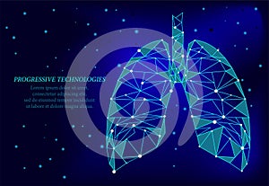 Healthy lungs 3d medicine model low poly.Progressive technologies.Human lungs have veins and various nerves. Treatment of lung