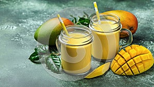 Healthy mango fruit smoothies. Generated AI