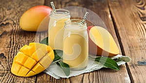 Healthy mango fruit smoothies. Generated AI