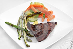 Healthy meal barbecue grill cookout meat steak vegetables photo
