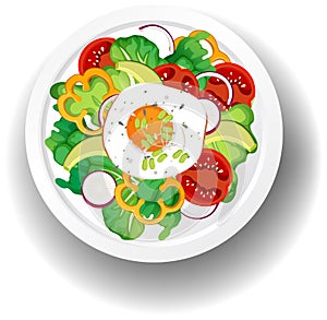 Healthy meal with fresh vegetable salad bowl