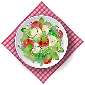 Healthy meal with fresh vegetable salad bowl