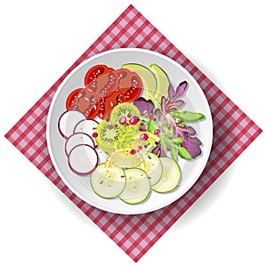 Healthy meal with fresh vegetable salad bowl