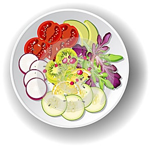 Healthy meal with fresh vegetable salad bowl