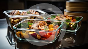 Healthy Meal Prep Containers with Chicken and Vegetables