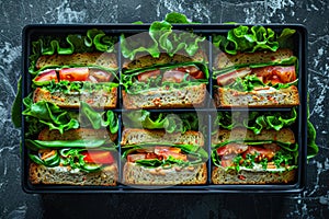 Healthy Meal Prep Sandwiches in Container.