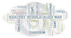 Healthy Middle Aged Man word cloud.
