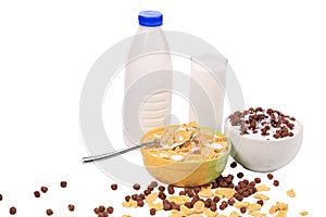 Healthy milk products with cereal.