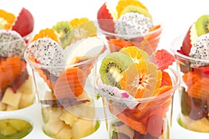 Healthy mix fruit cocktail in glass