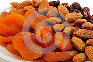 Healthy mixed dried fruit and nuts.