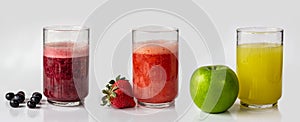 Healthy natural fruit juice with white background