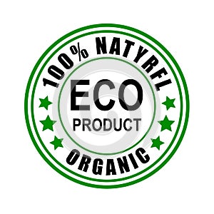 Healthy natural product label logo design. Eco friendly vector stamp