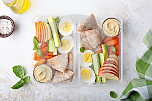 Healthy and nutricious lunch or snack boxes photo