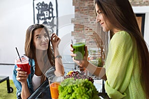 Healthy Nutrition And Diet Food. Women Drinking Fresh Juice