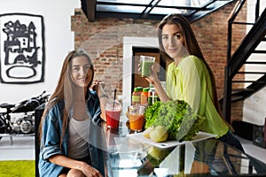 Healthy Nutrition And Diet Food. Women Drinking Fresh Juice