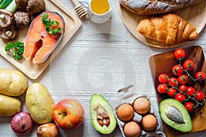 Healthy Nutrition and Natural Ingredient Food Concept,  Nutrient Balanced Health With Organic Vegetables on Table. Mixed Vitamin photo