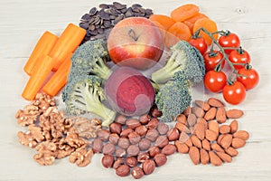 Healthy nutritious eating as source vitamin and minerals, food for brain health concept