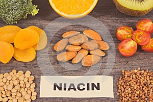 Healthy nutritious food as source natural niacin, other vitamins or minerals and dietary fiber