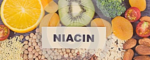 Healthy nutritious food as source natural niacin, other vitamins or minerals and dietary fiber