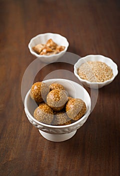 Healthy and nutritious sesame seed laddu.