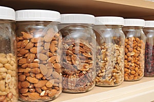 Healthy Nuts in Glass Jars