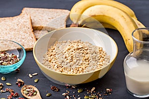 Healthy oatmeal with ingredients