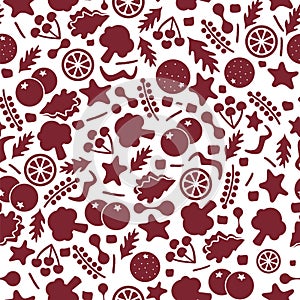 Healthy organic food seamless pattern. Fruit and vegetables, broccoli, berries ornament decoration texture. Vector card print.