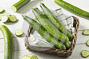 Healthy Organic Green English Cucumbers photo
