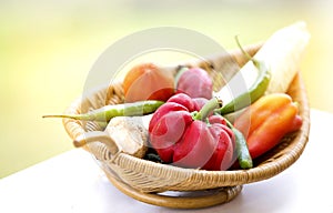 Healthy Organic Vegetables in a Wood Basket