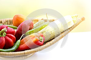 Healthy Organic Vegetables in a Wood Basket