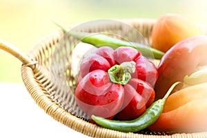 Healthy Organic Vegetables in a Wood Basket