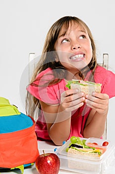 Healthy packed lunch box for elementary school girl