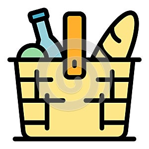 Healthy picnic basket icon vector flat